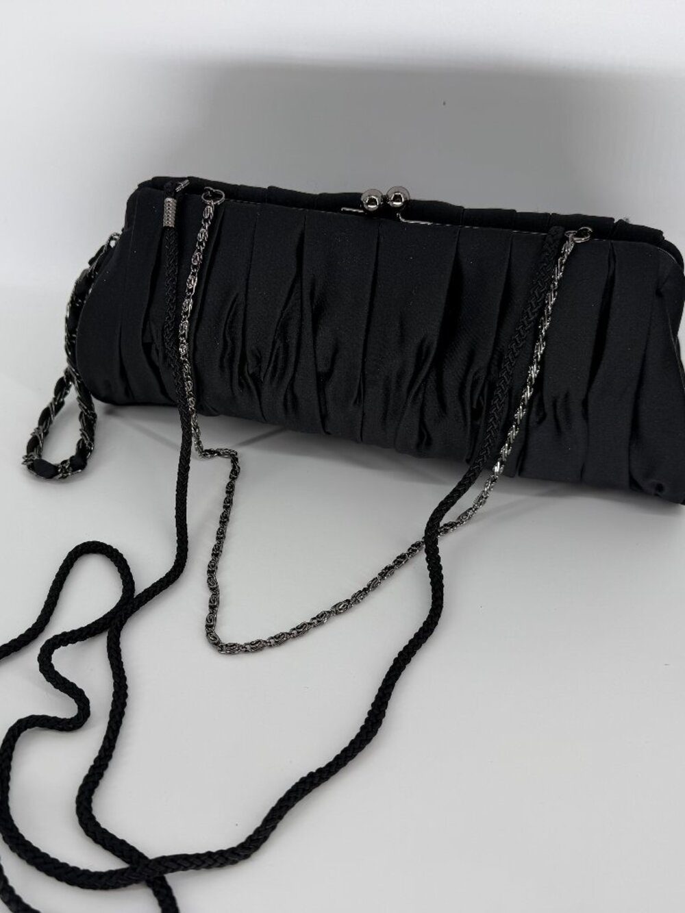 Kate Landry Black Satin Bag Can be carried 4 ways